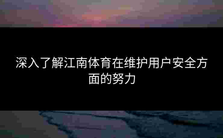 深入了解江南体育在维护用户安全方面的努力
