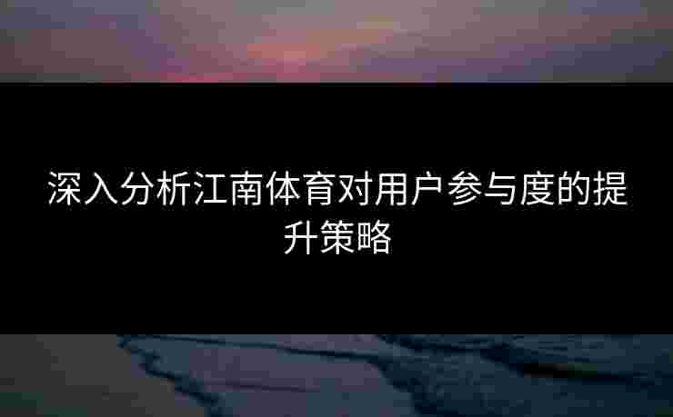 深入分析江南体育对用户参与度的提升策略
